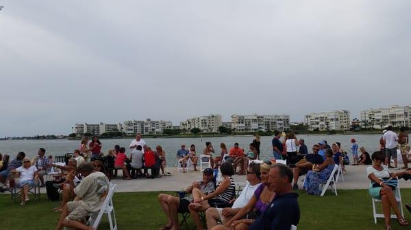 Water view people listening to the bands