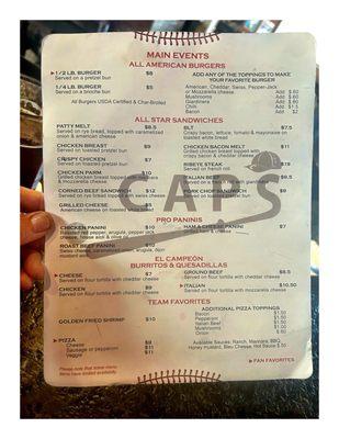 Menu @ Caps Sports Bar & Grill.   347 W St Charles Rd, Villa Park, IL Cool.