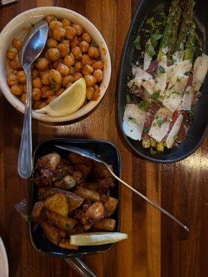 Asparagus, chickpeas and octopus tapas to start.