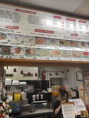 Menu items and order window