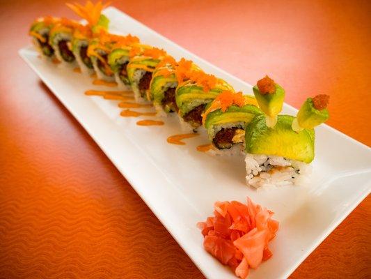 Red caterpillar sushi roll