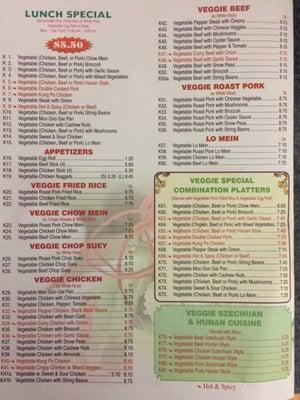 Vegetarian menu