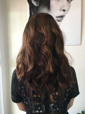 Color, blow out, and big light loose curls