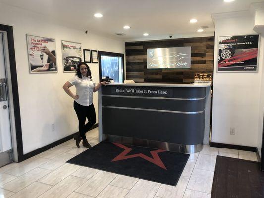 Front reception area and our wonderful receptionist, Esther!