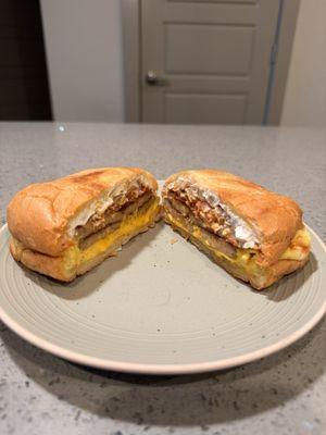 Sausage, Egg and Cheese Sandwich with cream cheese