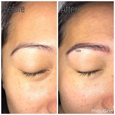 Before and after of microblading