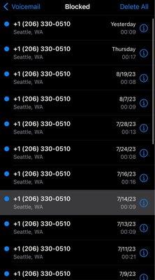 Only a few of the calls they've made since I blocked the #. I have also received MANY emails from them.