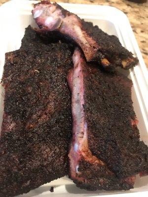 Brisket has a nice bark and flavor from the dry rub and smoke