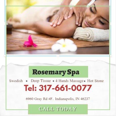 Whether it's stress, physical recovery, or a long day at work, Rosemary Spa has helped  many clients relax in the comfort of ...