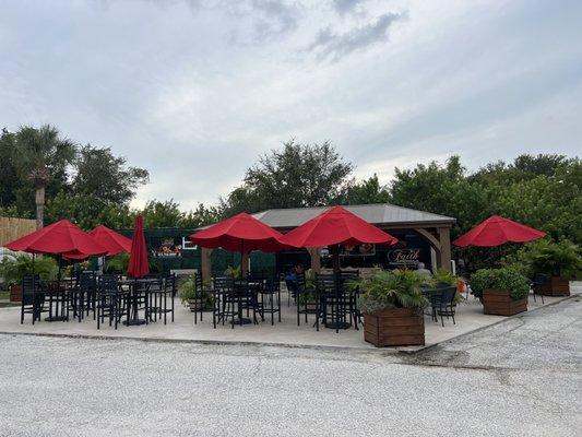 Charming outdoor seating space.