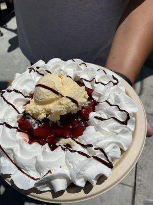 Strawberry funnel cake