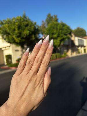 Nude/ white ombré nails with chrome