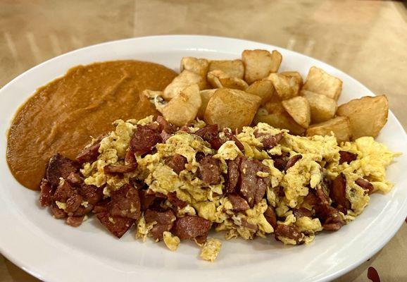 Country sausage and Egg breakfast plate. Very generous with the sausage!