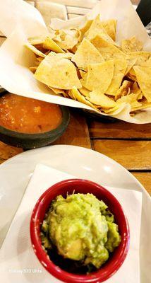 GUACAMOLE, SALSA AND CHIPS