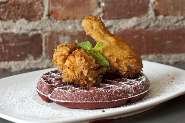 Fried Chicken & Red Velvet Waffles