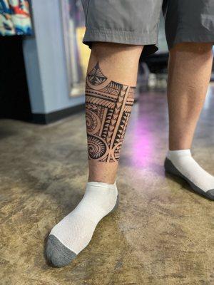 Polynesian tattoo all free hand. By Tony.