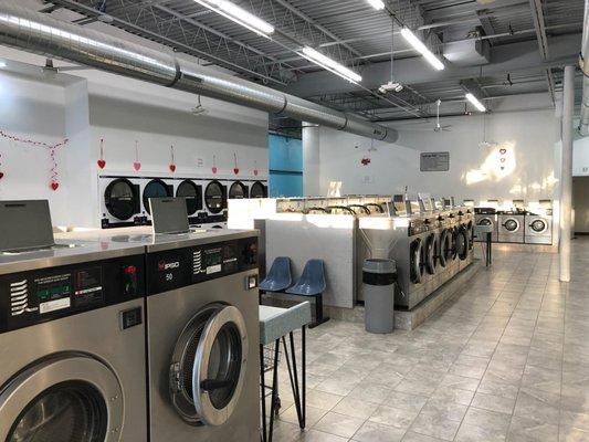 We have 36 washers and 42 Dryers available so you never have to wait