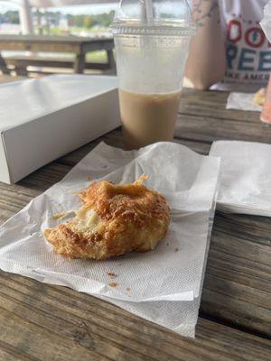 Stuffed ham & cheese with iced coffee