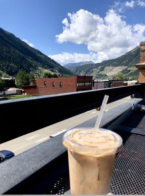 A gorgeous view with my morning iced mocha!