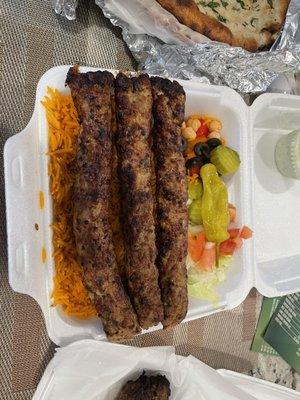 Chicken Chapli 3 Piece Chicken Seekh Kebab Over Rice