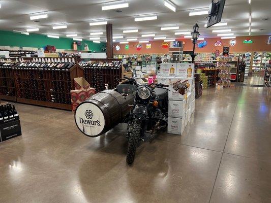 Motorcycle display for Dewar's