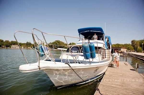 Betty Lou I at the pier of Tenney Park - one of our East side remote pick-up locations.