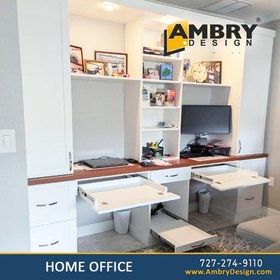 Home Office: Custom home office design with built-in cabinetry and workspaces. Designed to enhance productivity in Florida homes.