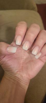 White and pink hombre French tips