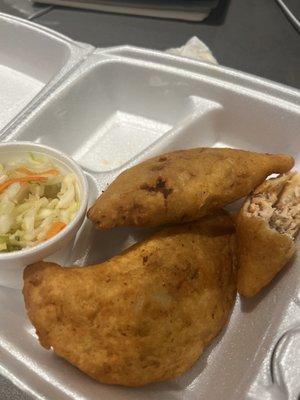 Empanadas with a vinegar cabbage (don't know what it's called)