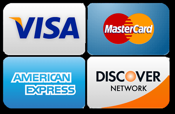 We accept Visa, MasterCard, Discover, American Express, JCB, etc