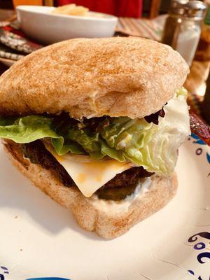 Sliced bread used for our burgers at home