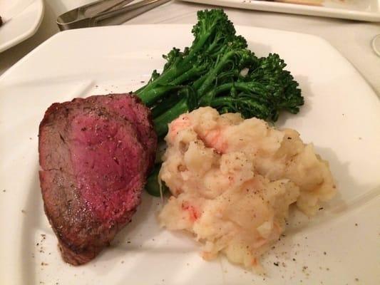 Chateaubriand with lobster mashed potatoes and broccolini.  *AMAZING*