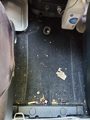 This is the filth that was left in the van when it was cleaned.