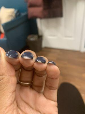 Acrylic nails with gel polish after 1 week.