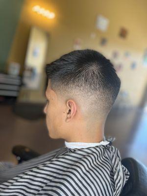 Mens Premium Haircut : Mid Drop Bald Fade. Supreme Blend. Worlds Barbershop and Salon Katy Tx Barber near me. Straight Hair