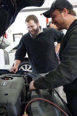 Our manager, Chris Long, working with David, one of our general service technicians.