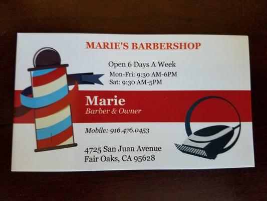 New Business card for Marie.