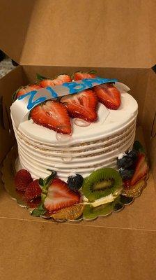 6" Tres leches cake with fruit - feeds about 5 people (if you're not having heaping amts of cake)