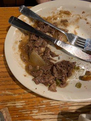 Remnants of the roast beef