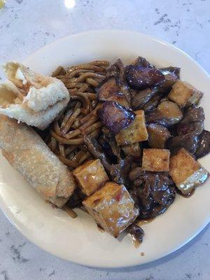 Eggplant, tofu & beef with spicy sauce.