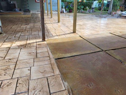 Notched Old English Slate Stamped Concrete Patio