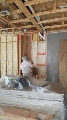 One of our installers attacking a wall with top shelf spray foam insulation!