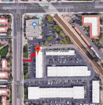 We're at 5235 S. Kyrene Rd, about 100 yards south of Baseline Rd, Suite #107. In the middle of the main building which faces Kyrene Rd.