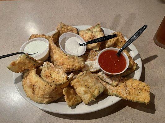 Fried zucchini is exactly that.  The star of the order.  Don't forget to ask for all 3 sauces;