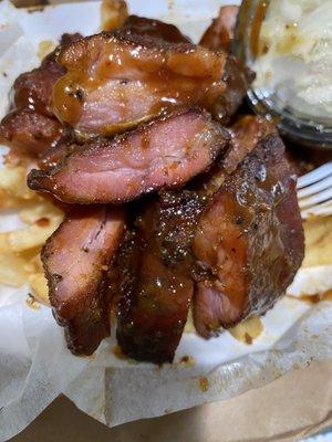 Rib tips- look at that smoke ring!