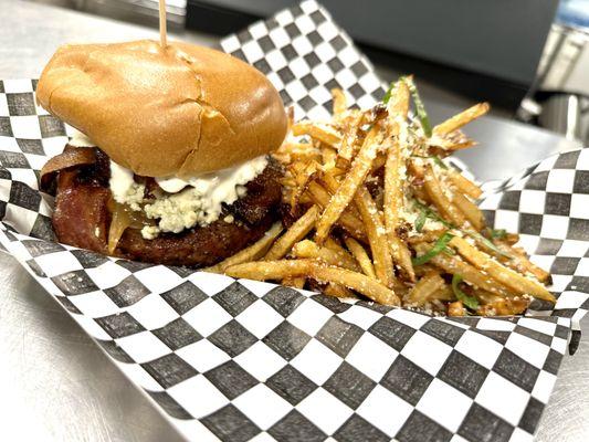 BB Blues Burger with Truffle Fries