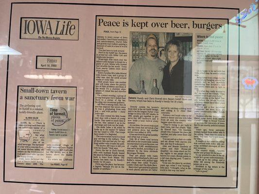 This is one of many news articles throughout the restaurant documenting its history.  It's worth taking it all in to appreciate it.