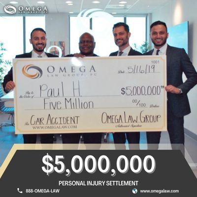 With a $5 million settlement secured for a client injured in a car accident, Omega Law Group is a proven and trusted car accident attorney.