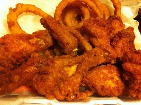 Wings and onion rings