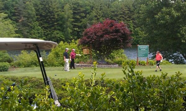 Quaint indoor/outdoor restaurant on Manchester Country Club golf course